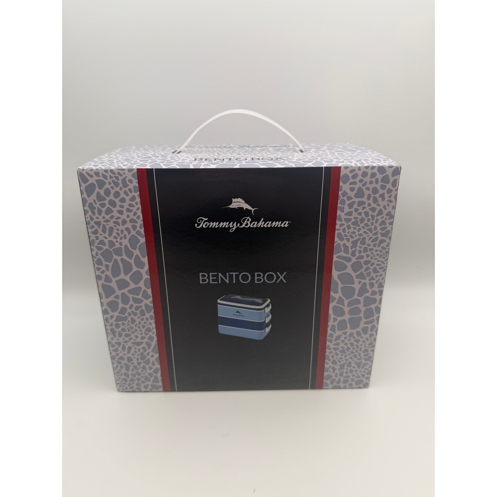 Tommy Bahama Bento Box Blue Multi Tier Leakproof Lunch Container with Cutlery